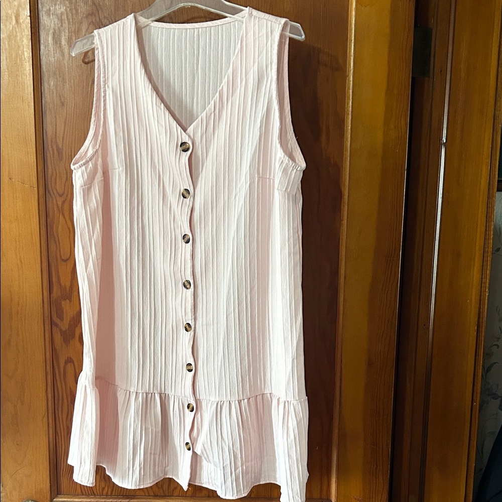 Sleeveless Pink Button-Down Dress